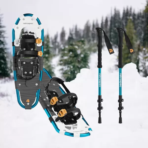 imageRetrospec Drifter 212530 Inch Snowshoes ampamp Trekking Poles Bundle for Men Women and Youth  Durable All Terrain with Adjustable Binding Carry Bag and Lightweight Aluminum Walking ampamp Hiking PolesIce Cap