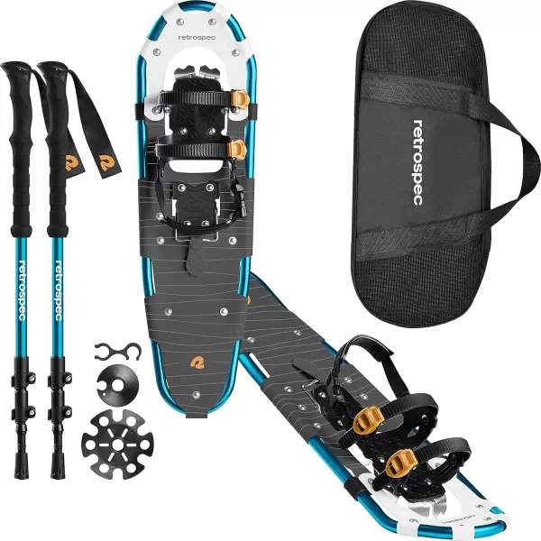 imageRetrospec Drifter 212530 Inch Snowshoes ampamp Trekking Poles Bundle for Men Women and Youth  Durable All Terrain with Adjustable Binding Carry Bag and Lightweight Aluminum Walking ampamp Hiking PolesIce Cap