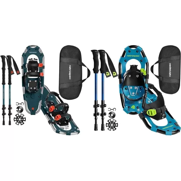 imageRetrospec Drifter 212530 Inch Snowshoes ampamp Trekking Poles Bundle for Men Women and Youth  Durable All Terrain with Adjustable Binding Carry Bag and Lightweight Aluminum Walking ampamp Hiking PolesSuperior Blue