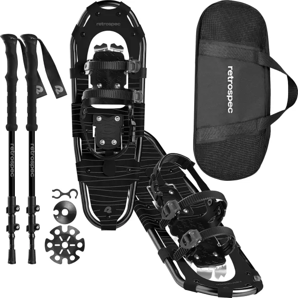 imageRetrospec Drifter 212530 Inch Snowshoes ampamp Trekking Poles Bundle for Men Women and Youth  Durable All Terrain with Adjustable Binding Carry Bag and Lightweight Aluminum Walking ampamp Hiking PolesBlack Ice