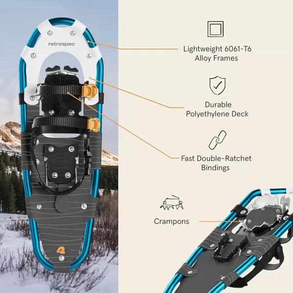 imageRetrospec Drifter 212530 Inch Snowshoes ampamp Trekking Poles Bundle for Men Women and Youth  Durable All Terrain with Adjustable Binding Carry Bag and Lightweight Aluminum Walking ampamp Hiking PolesIce Cap