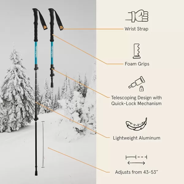 imageRetrospec Drifter 212530 Inch Snowshoes ampamp Trekking Poles Bundle for Men Women and Youth  Durable All Terrain with Adjustable Binding Carry Bag and Lightweight Aluminum Walking ampamp Hiking PolesIce Cap