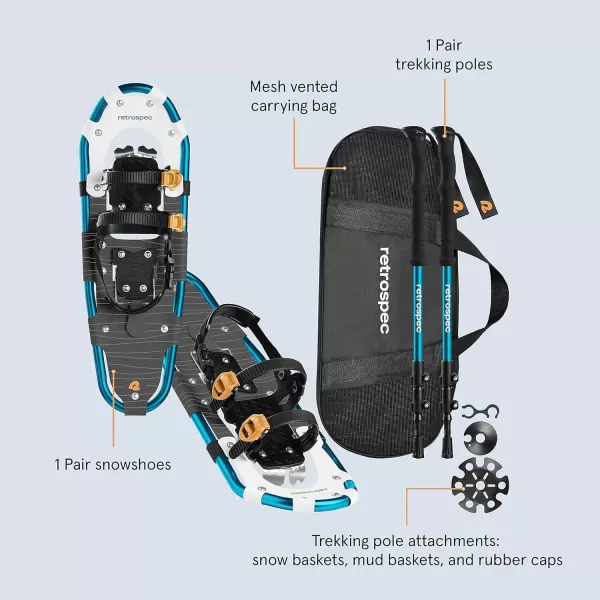 imageRetrospec Drifter 212530 Inch Snowshoes ampamp Trekking Poles Bundle for Men Women and Youth  Durable All Terrain with Adjustable Binding Carry Bag and Lightweight Aluminum Walking ampamp Hiking PolesIce Cap