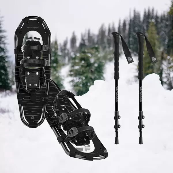 imageRetrospec Drifter 212530 Inch Snowshoes ampamp Trekking Poles Bundle for Men Women and Youth  Durable All Terrain with Adjustable Binding Carry Bag and Lightweight Aluminum Walking ampamp Hiking PolesBlack Ice