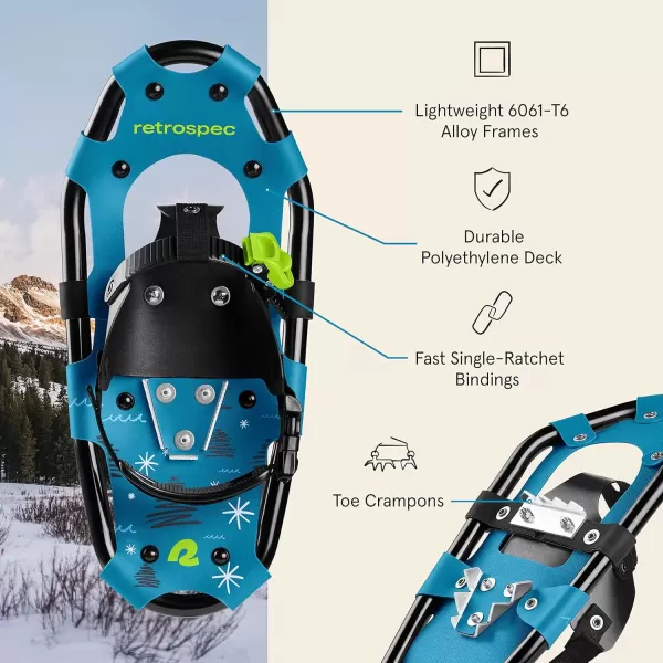 imageRetrospec Drifter 212530 Inch Snowshoes ampamp Trekking Poles Bundle for Men Women and Youth  Durable All Terrain with Adjustable Binding Carry Bag and Lightweight Aluminum Walking ampamp Hiking PolesSuperior Blue
