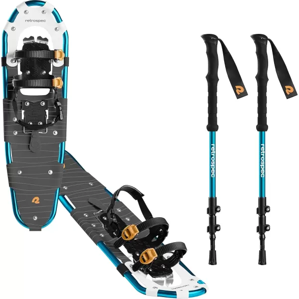 imageRetrospec Drifter 212530 Inch Snowshoes ampamp Trekking Poles Bundle for Men Women and Youth  Durable All Terrain with Adjustable Binding Carry Bag and Lightweight Aluminum Walking ampamp Hiking PolesIce Cap