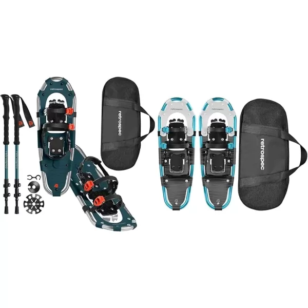 imageRetrospec Drifter 212530 Inch Snowshoes ampamp Trekking Poles Bundle for Men Women and Youth  Durable All Terrain with Adjustable Binding Carry Bag and Lightweight Aluminum Walking ampamp Hiking PolesSuperior Blue