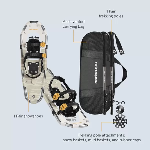 imageRetrospec Drifter 212530 Inch Snowshoes ampamp Trekking Poles Bundle for Men Women and Youth  Durable All Terrain with Adjustable Binding Carry Bag and Lightweight Aluminum Walking ampamp Hiking PolesLaurel