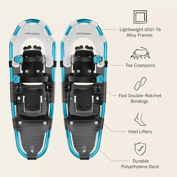imageRetrospec Drifter 212530 Inch Snowshoes ampamp Trekking Poles Bundle for Men Women and Youth  Durable All Terrain with Adjustable Binding Carry Bag and Lightweight Aluminum Walking ampamp Hiking PolesSuperior Blue