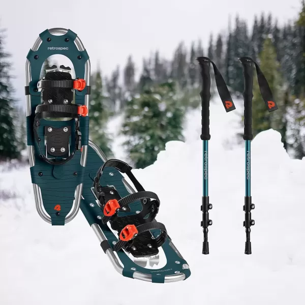 imageRetrospec Drifter 212530 Inch Snowshoes ampamp Trekking Poles Bundle for Men Women and Youth  Durable All Terrain with Adjustable Binding Carry Bag and Lightweight Aluminum Walking ampamp Hiking PolesSuperior Blue