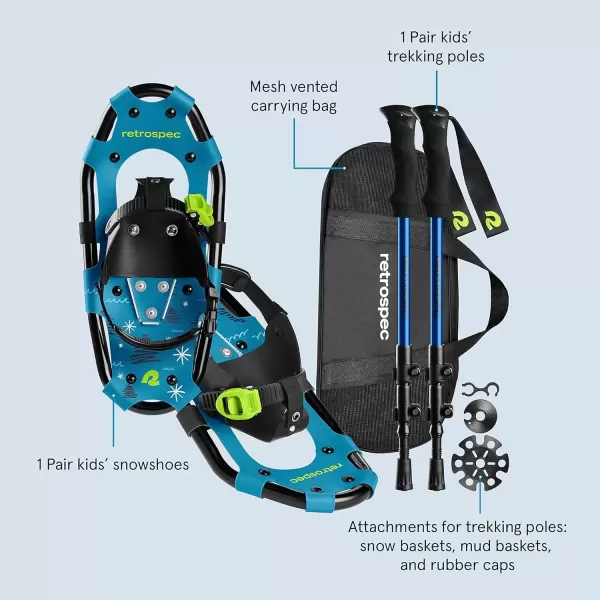 imageRetrospec Drifter 212530 Inch Snowshoes ampamp Trekking Poles Bundle for Men Women and Youth  Durable All Terrain with Adjustable Binding Carry Bag and Lightweight Aluminum Walking ampamp Hiking PolesSuperior Blue