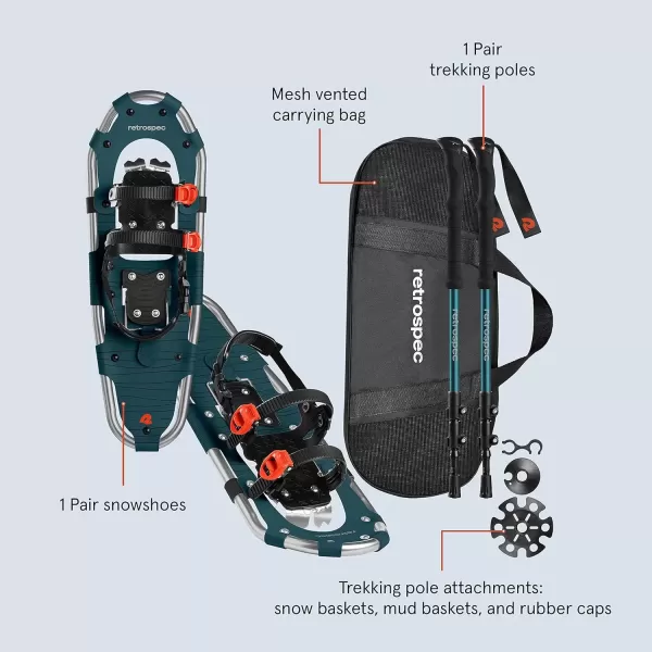 imageRetrospec Drifter 212530 Inch Snowshoes ampamp Trekking Poles Bundle for Men Women and Youth  Durable All Terrain with Adjustable Binding Carry Bag and Lightweight Aluminum Walking ampamp Hiking PolesSuperior Blue