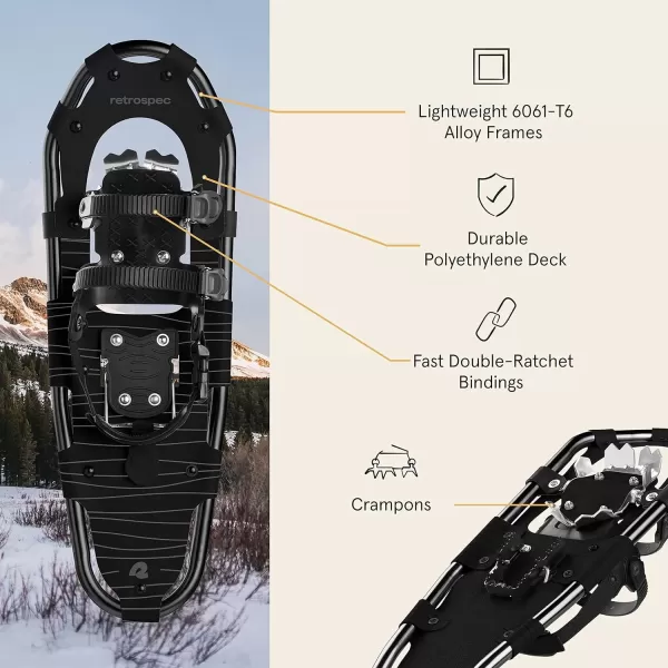 imageRetrospec Drifter 212530 Inch Snowshoes ampamp Trekking Poles Bundle for Men Women and Youth  Durable All Terrain with Adjustable Binding Carry Bag and Lightweight Aluminum Walking ampamp Hiking PolesBlack Ice
