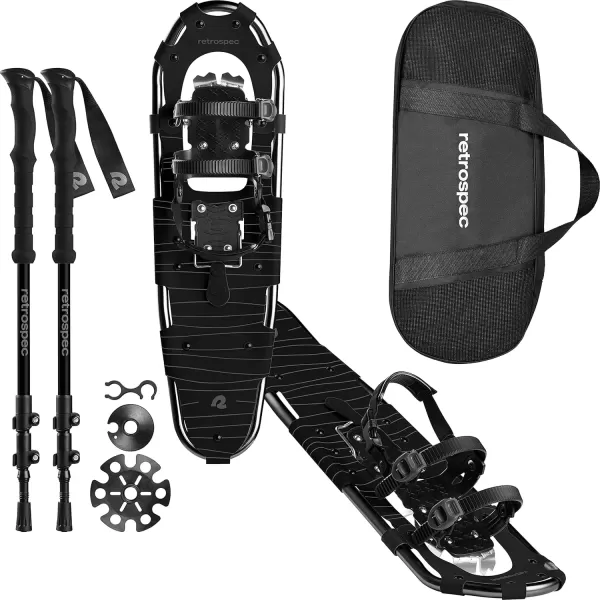 imageRetrospec Drifter 212530 Inch Snowshoes ampamp Trekking Poles Bundle for Men Women and Youth  Durable All Terrain with Adjustable Binding Carry Bag and Lightweight Aluminum Walking ampamp Hiking PolesBlack Ice