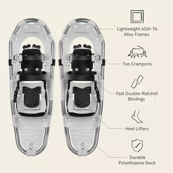 imageRetrospec Drifter Snowshoe for Men ampamp Women  Aluminum Frames ampamp a DoubleRachet Binding System  Lightweight All Terrain Snow ShoesArctic