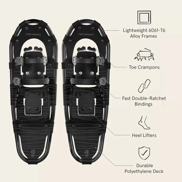 imageRetrospec Drifter Snowshoe for Men ampamp Women  Aluminum Frames ampamp a DoubleRachet Binding System  Lightweight All Terrain Snow ShoesBlack Ice