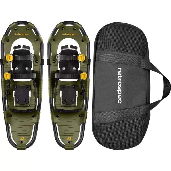 imageRetrospec Drifter Snowshoe for Men ampamp Women  Aluminum Frames ampamp a DoubleRachet Binding System  Lightweight All Terrain Snow ShoesOlive