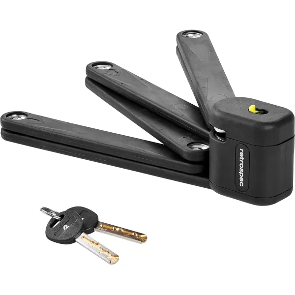 imageRetrospec Fortitude Folding Bike Lock  Heavy Duty AntiTheft 5mm Coated Steel Cut Resistant Bars Disc Cylinder Pick Resistant Lock with 2 Rust Resistant Keys and Lock CarrierMatte Black