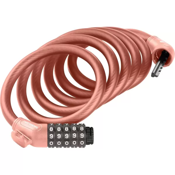 imageRetrospec Grizzly Plus Cable Bike Combination Lock Combo Heavy Duty Anti Theft Bicycle Cable Lock 6 Foot Coiled Cut Resistant Cable with 5 Digit Custom Combination and Mounting BracketMatte Blush
