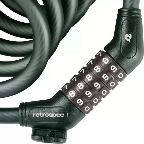 imageRetrospec Grizzly Plus Cable Bike Combination Lock Combo Heavy Duty Anti Theft Bicycle Cable Lock 6 Foot Coiled Cut Resistant Cable with 5 Digit Custom Combination and Mounting BracketMatte Everglade