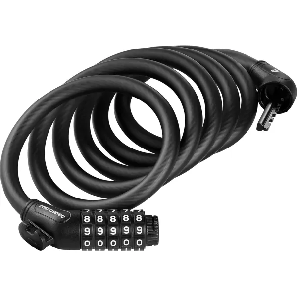 imageRetrospec Grizzly Plus Cable Bike Combination Lock Combo Heavy Duty Anti Theft Bicycle Cable Lock 6 Foot Coiled Cut Resistant Cable with 5 Digit Custom Combination and Mounting BracketMatte Black