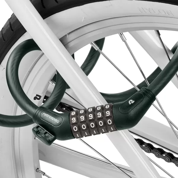 imageRetrospec Grizzly Plus Cable Bike Combination Lock Combo Heavy Duty Anti Theft Bicycle Cable Lock 6 Foot Coiled Cut Resistant Cable with 5 Digit Custom Combination and Mounting BracketMatte Everglade
