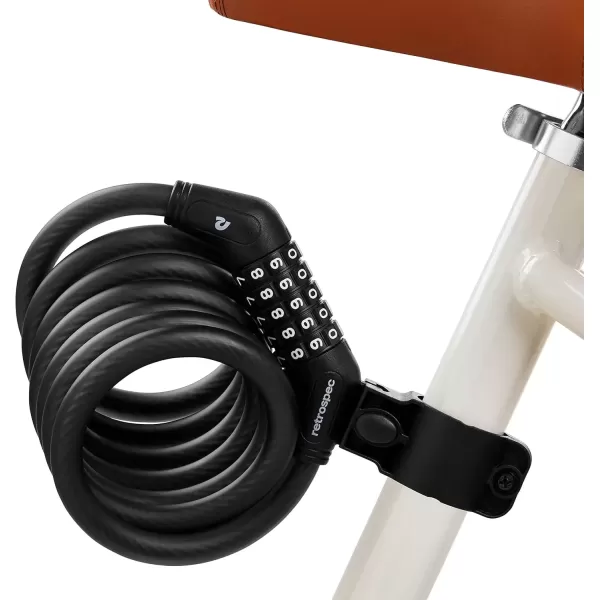 imageRetrospec Grizzly Plus Cable Bike Combination Lock Combo Heavy Duty Anti Theft Bicycle Cable Lock 6 Foot Coiled Cut Resistant Cable with 5 Digit Custom Combination and Mounting BracketMatte Black