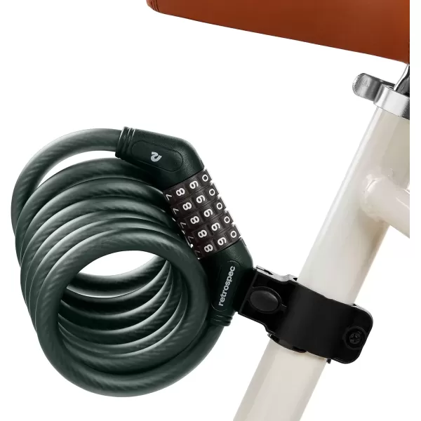 imageRetrospec Grizzly Plus Cable Bike Combination Lock Combo Heavy Duty Anti Theft Bicycle Cable Lock 6 Foot Coiled Cut Resistant Cable with 5 Digit Custom Combination and Mounting BracketMatte Everglade