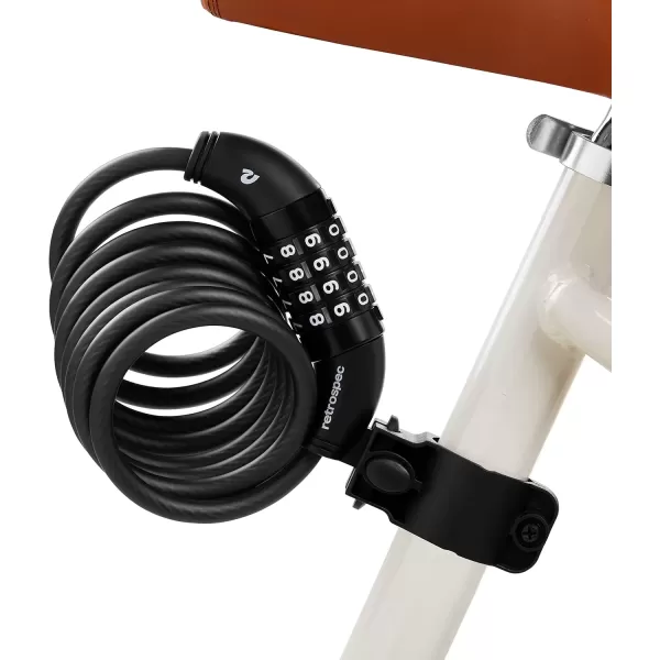 imageRetrospec Grizzly Plus Cable Bike Combination Lock Combo Heavy Duty Anti Theft Bicycle Cable Lock 6 Foot Coiled Cut Resistant Cable with 5 Digit Custom Combination and Mounting BracketMatte Black