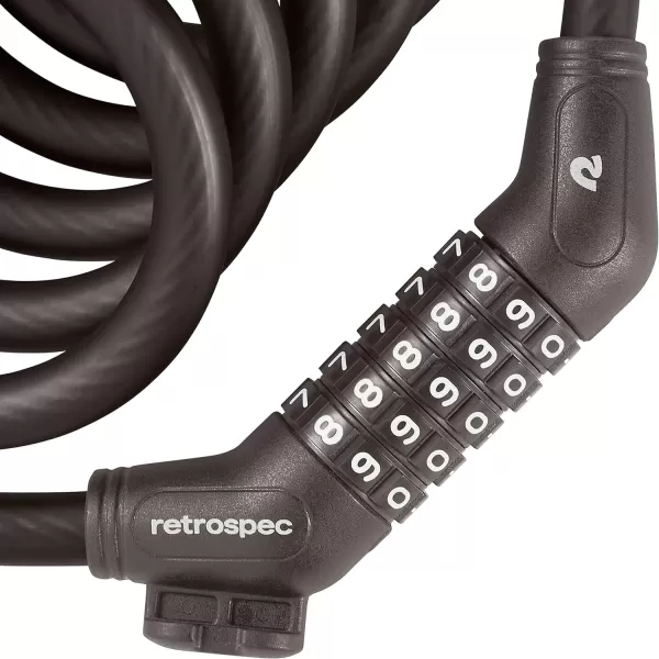 imageRetrospec Grizzly Plus Cable Bike Combination Lock Combo Heavy Duty Anti Theft Bicycle Cable Lock 6 Foot Coiled Cut Resistant Cable with 5 Digit Custom Combination and Mounting BracketMatte Basalt