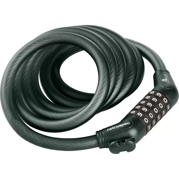 imageRetrospec Grizzly Plus Cable Bike Combination Lock Combo Heavy Duty Anti Theft Bicycle Cable Lock 6 Foot Coiled Cut Resistant Cable with 5 Digit Custom Combination and Mounting BracketMatte Everglade