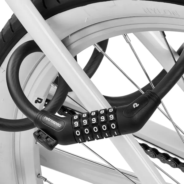 imageRetrospec Grizzly Plus Cable Bike Combination Lock Combo Heavy Duty Anti Theft Bicycle Cable Lock 6 Foot Coiled Cut Resistant Cable with 5 Digit Custom Combination and Mounting BracketMatte Black