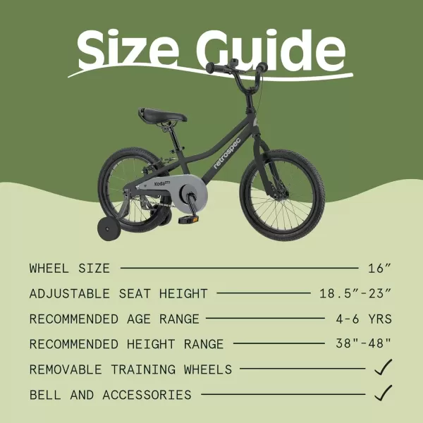 imageRetrospec Koda Plus Kids Bike for Boys ampamp Girls Ages 46 Years  16quotBlack