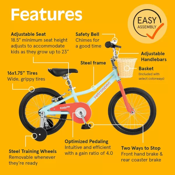 imageRetrospec Koda Plus Kids Bike for Boys ampamp Girls Ages 46 Years  16quotStarfish