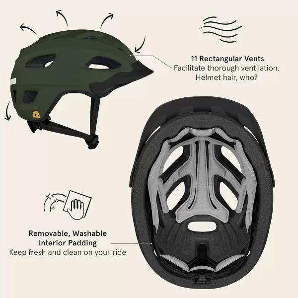imageRetrospec Lennon Bike Helmet with LED Safety Light Adjustable Dial ampamp Removable VisorMatte Forest