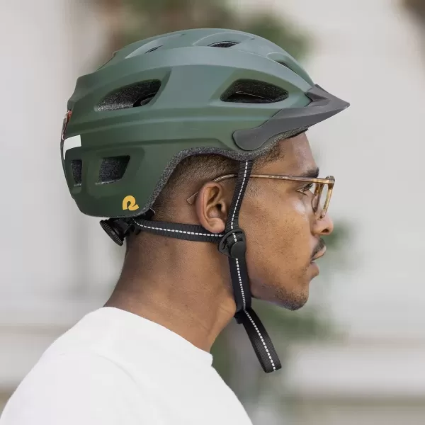 imageRetrospec Lennon Bike Helmet with LED Safety Light Adjustable Dial ampamp Removable VisorMatte Forest