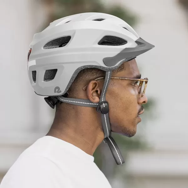 imageRetrospec Lennon Bike Helmet with LED Safety Light Adjustable Dial ampamp Removable VisorMatte White