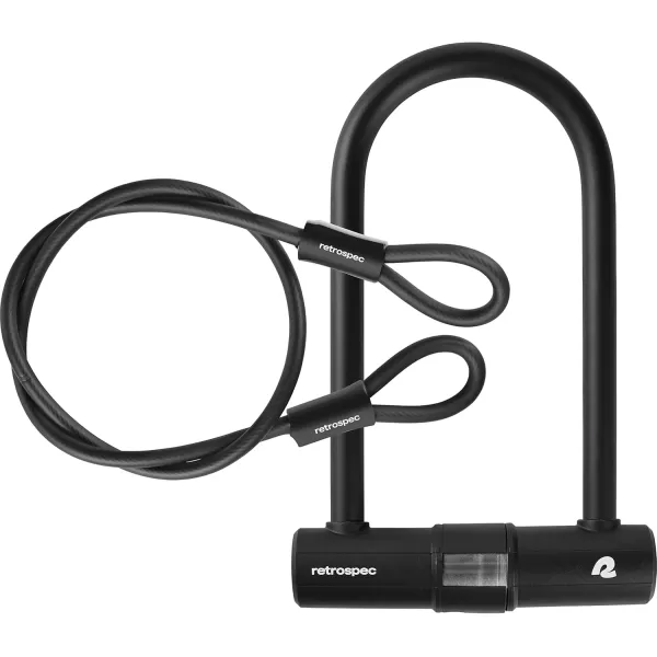 imageRetrospec Lookout ULock Bike Lock with 4Ft Security Cable Heavy Duty AntiTheft Bicycle Lock with 14mm Shackle Pick Resistant ampamp Secure AntiRotation DesignMatte Black