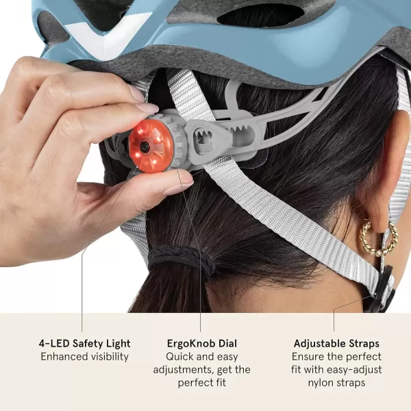 imageRetrospec Silas Adult Bike Helmet with Light for Men ampamp Women  Lightweight ComfortableMatte Crystal Blue