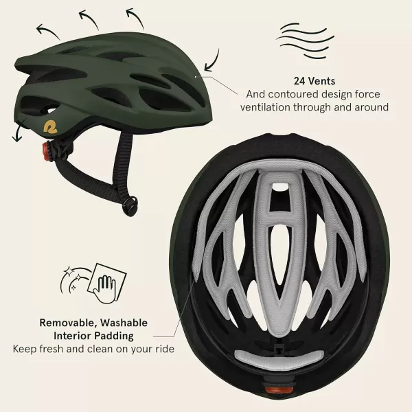 imageRetrospec Silas Adult Bike Helmet with Light for Men ampamp Women  Lightweight ComfortableMatte Forest