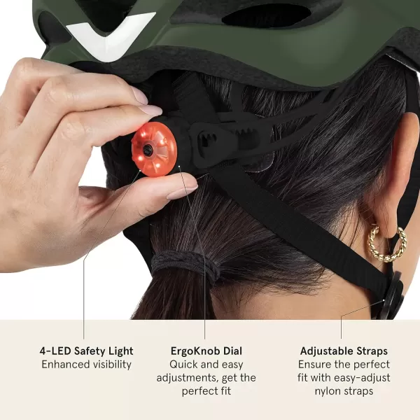 imageRetrospec Silas Adult Bike Helmet with Light for Men ampamp Women  Lightweight ComfortableMatte Forest