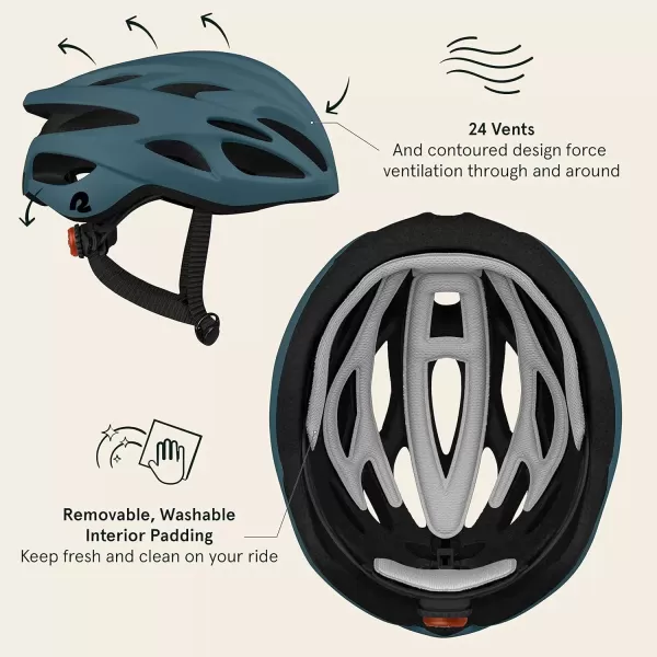 imageRetrospec Silas Adult Bike Helmet with Light for Men ampamp Women  Lightweight ComfortableMatte Superior Blue