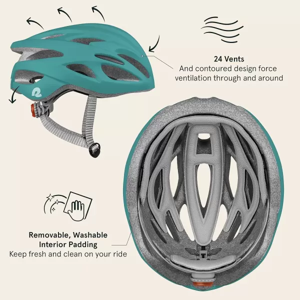 imageRetrospec Silas Adult Bike Helmet with Light for Men ampamp Women  Lightweight ComfortableMatte Teal