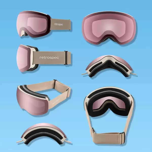 imageRetrospec Traverse Plus Ski ampamp Snowboard Snow Goggles and Interchangeble Lenses for Men and Women AntiFog and OTG DesignMatte AbalonePear