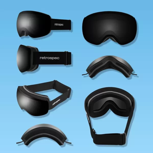 imageRetrospec Traverse Plus Ski ampamp Snowboard Snow Goggles and Interchangeble Lenses for Men and Women AntiFog and OTG DesignMatte BlackMirror Polarized