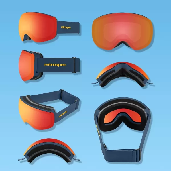 imageRetrospec Traverse Plus Ski ampamp Snowboard Snow Goggles and Interchangeble Lenses for Men and Women AntiFog and OTG DesignMatte NavyJasper