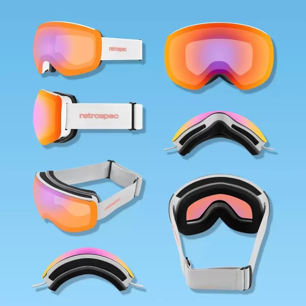 imageRetrospec Traverse Plus Ski ampamp Snowboard Snow Goggles and Interchangeble Lenses for Men and Women AntiFog and OTG DesignMatte WhiteOpal