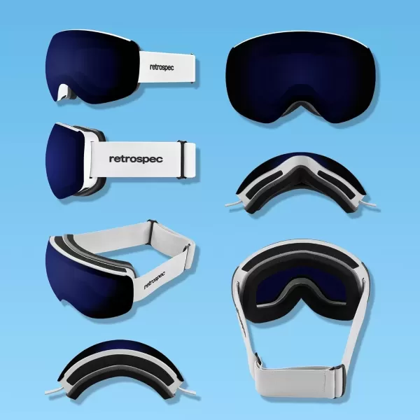 imageRetrospec Traverse Plus Ski ampamp Snowboard Snow Goggles and Interchangeble Lenses for Men and Women AntiFog and OTG DesignMatte WhiteSapphire