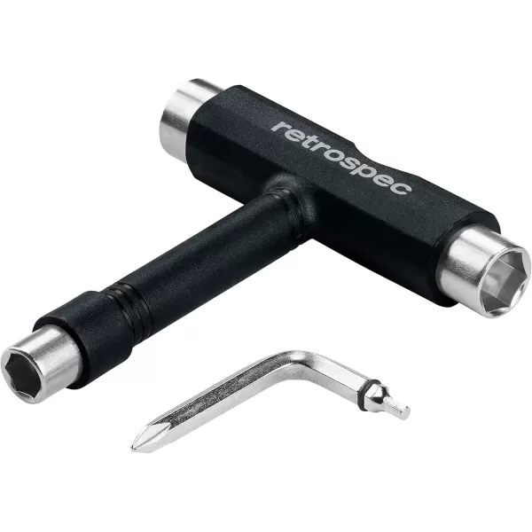 imageRetrospec Upkeep AllinOne MultiFunction Portable Skate Tool with 2in1 Allen Wrench ampamp Phillips Head Screwdriver for Adjusting and Tightening SkateboardLongboard Wheels Trucks and KingpinsBlack