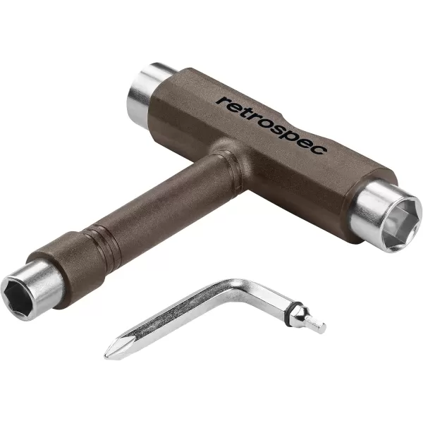 imageRetrospec Upkeep AllinOne MultiFunction Portable Skate Tool with 2in1 Allen Wrench ampamp Phillips Head Screwdriver for Adjusting and Tightening SkateboardLongboard Wheels Trucks and KingpinsBasalt